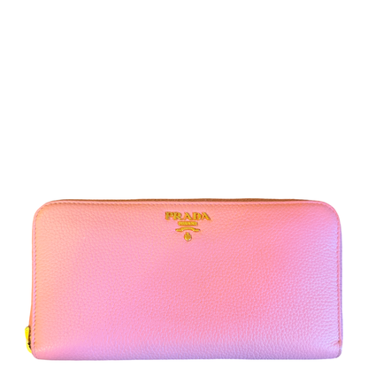 PRADA PINK LARGE ZIP AROUND WALLET