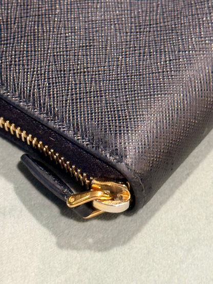 PRADA BLACK SAFFIANO LARGE ZIP AROUND WALLET