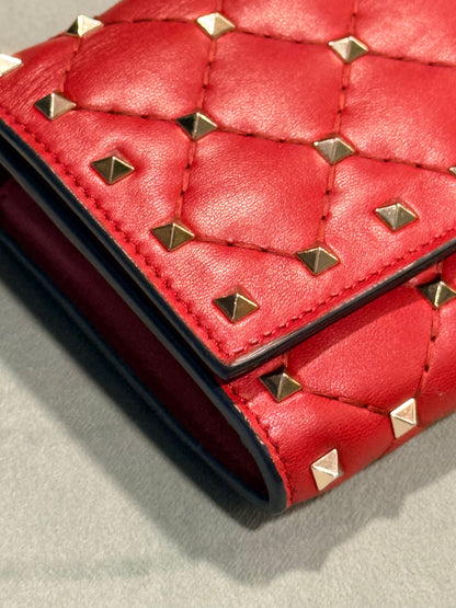 VALENTINO RED SPIKE CONTINENTAL WALLET