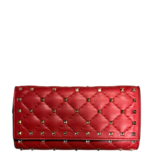 VALENTINO RED SPIKE CONTINENTAL WALLET