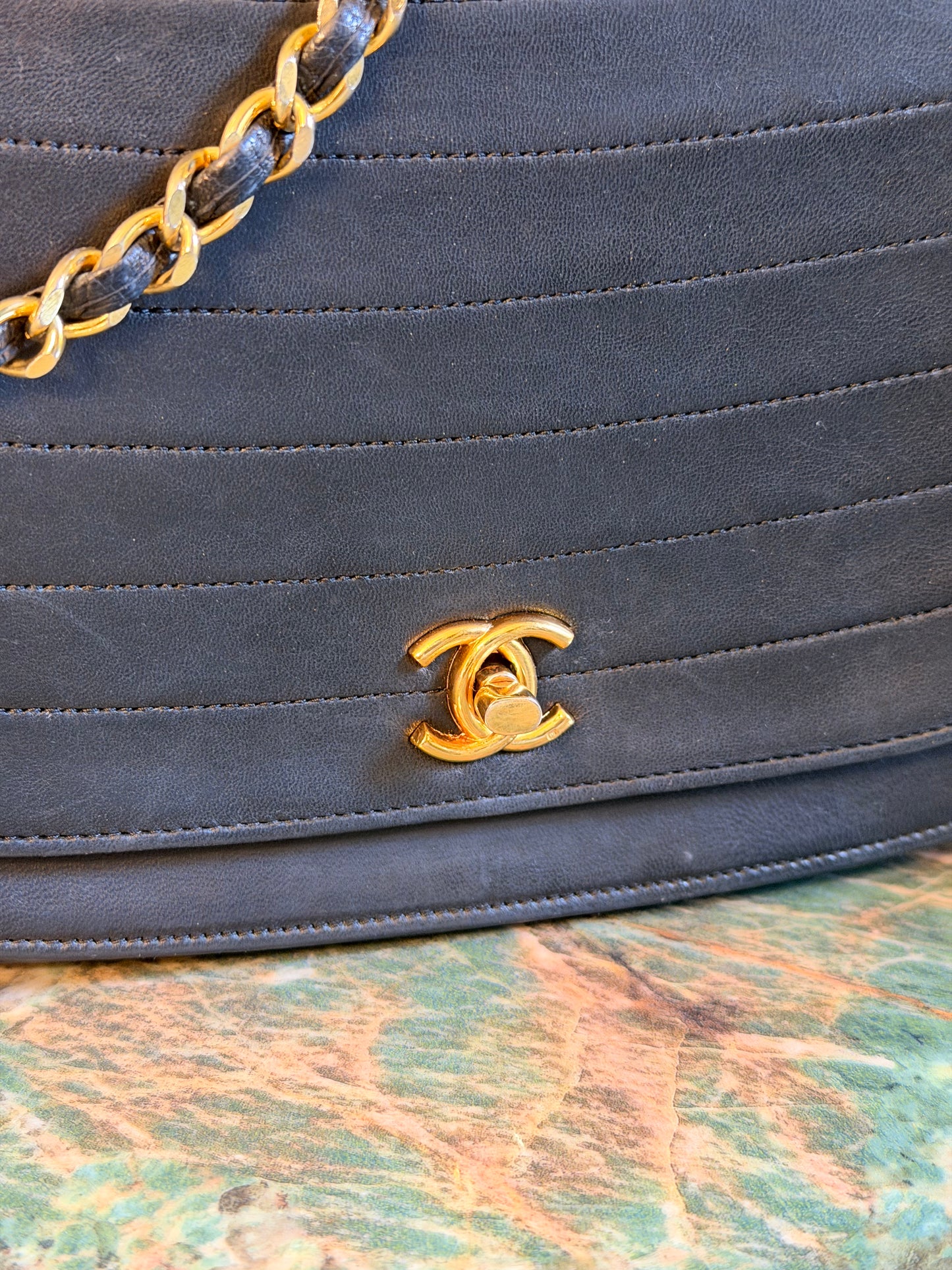 CHANEL BLACK HALF MOON SINGLE FLAP SHOULDER BAG