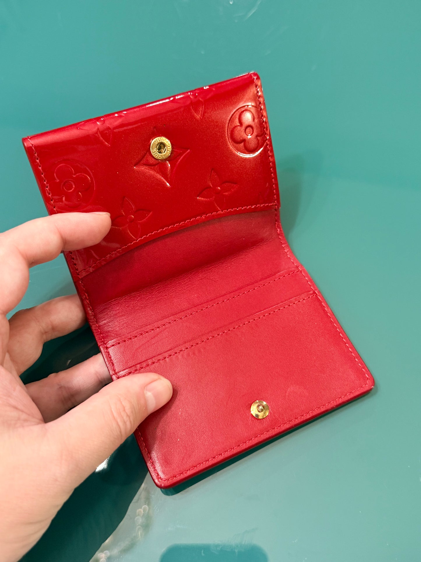 LOUIS VUITTON RED VERNIS COMPACT WALLET