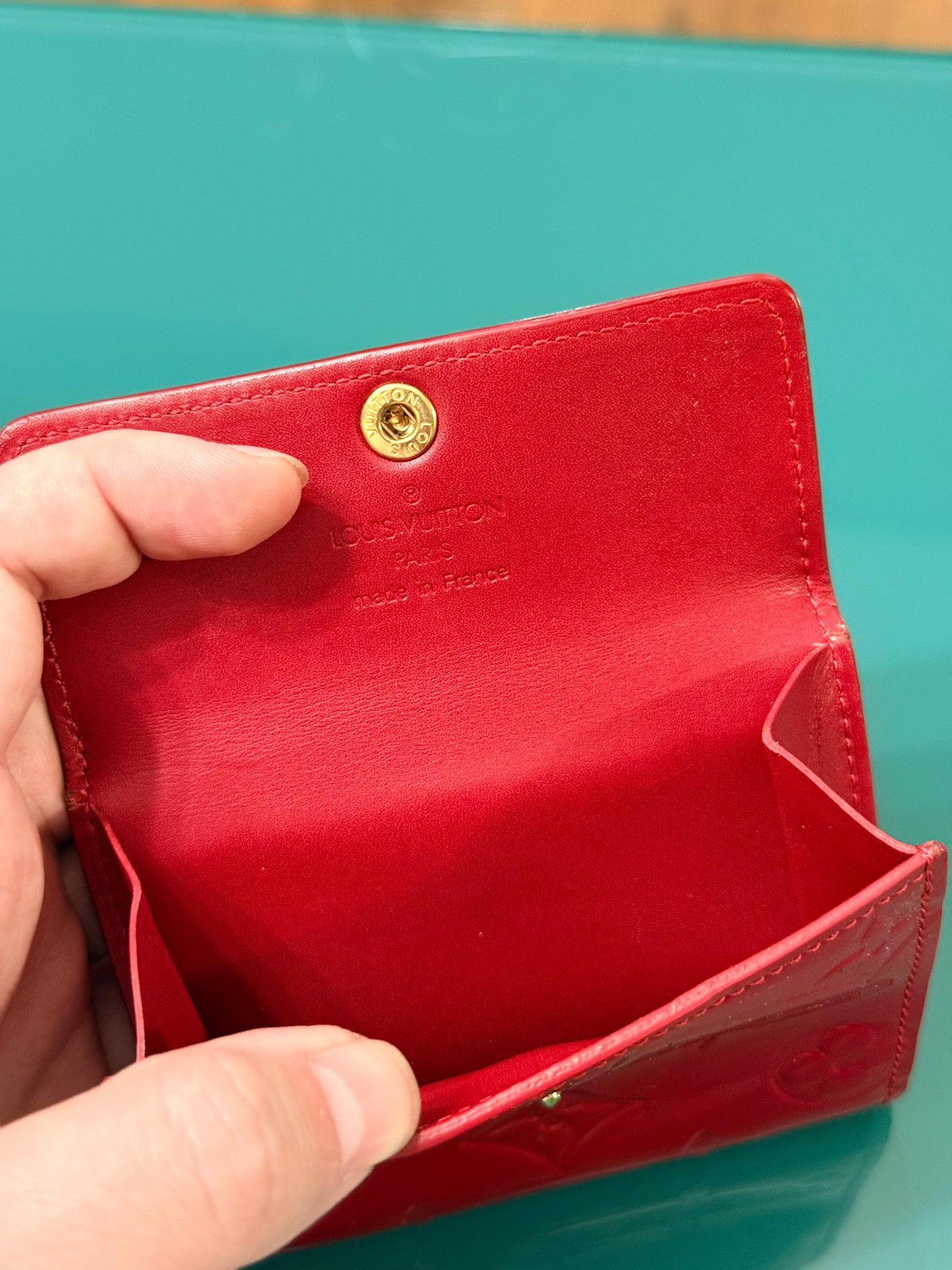 LOUIS VUITTON RED VERNIS COMPACT WALLET