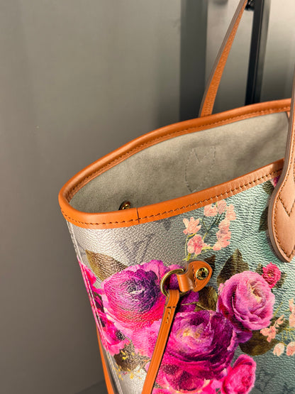 LOUIS VUITTON SILVER GARDEN NEVERFULL MM SHOPPING TOTE