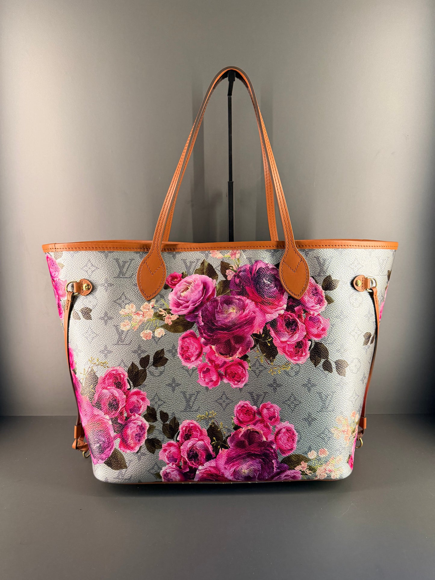 LOUIS VUITTON SILVER GARDEN NEVERFULL MM SHOPPING TOTE