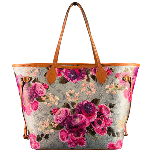 LOUIS VUITTON SILVER GARDEN NEVERFULL MM SHOPPING TOTE