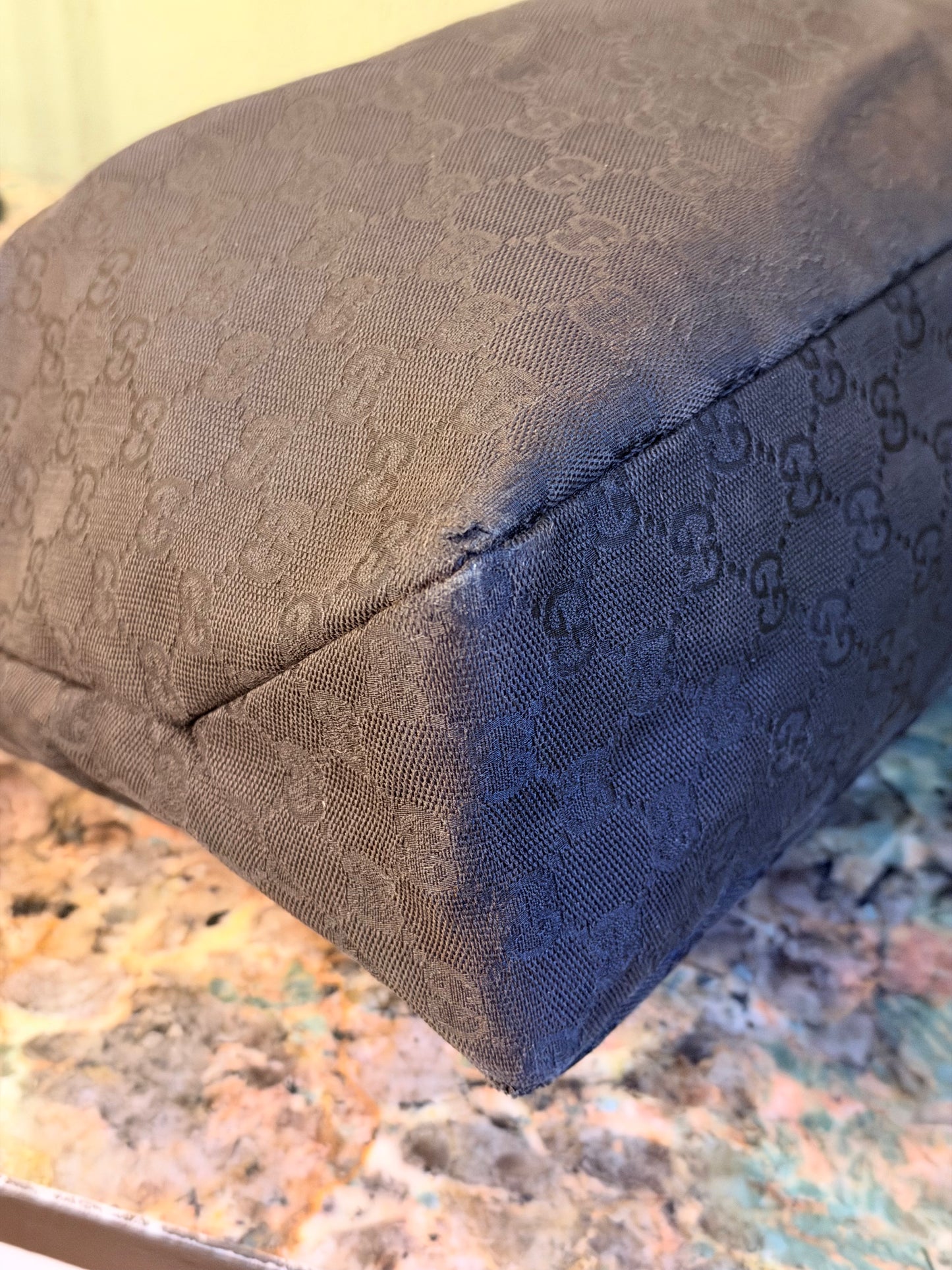 GUCCI BLACK MONOGRAM MEDIUM HORSEBIT HOBO BAG