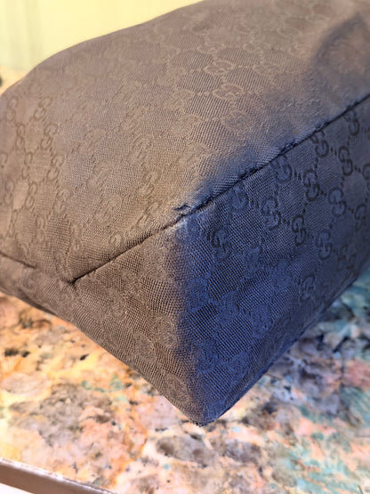 GUCCI BLACK MONOGRAM MEDIUM HORSEBIT HOBO BAG