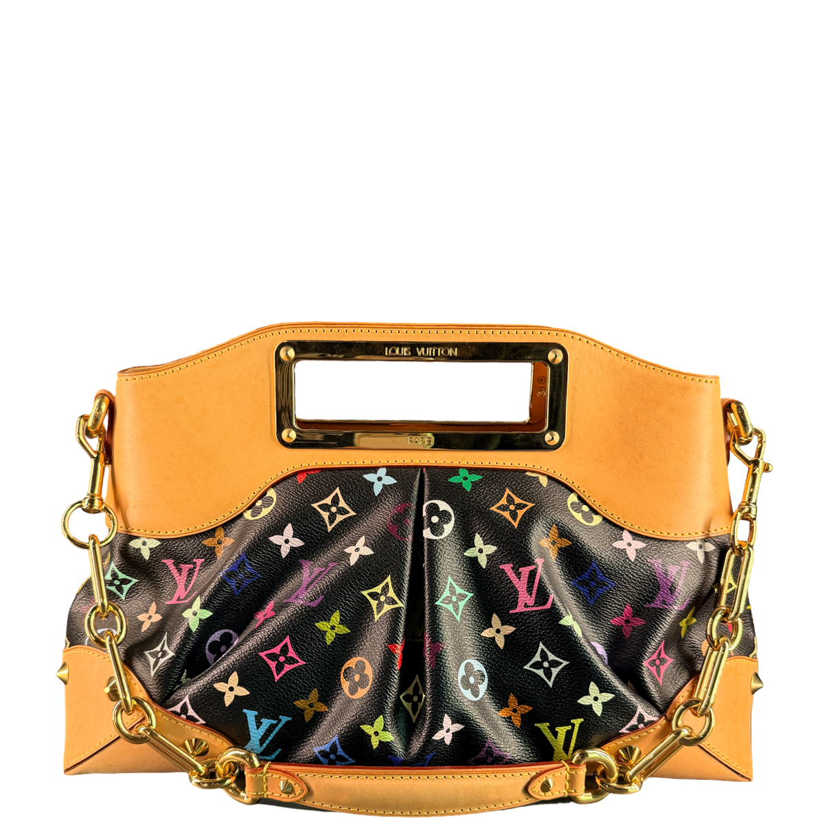 TAKASHI MURAKAMI X LOUIS VUITTON BLACK MULTICOLOR JUDY MM SHOULDER BAG