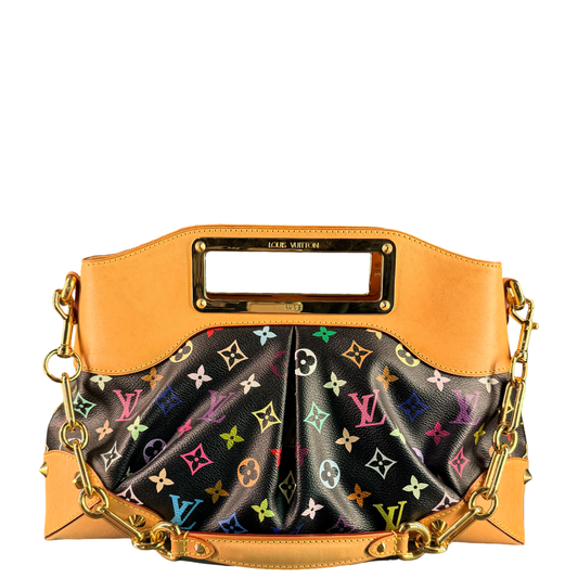 TAKASHI MURAKAMI X LOUIS VUITTON BLACK MULTICOLOR JUDY MM SHOULDER BAG