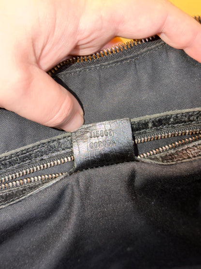 GUCCI BLACK MONOGRAM MEDIUM HORSEBIT HOBO BAG