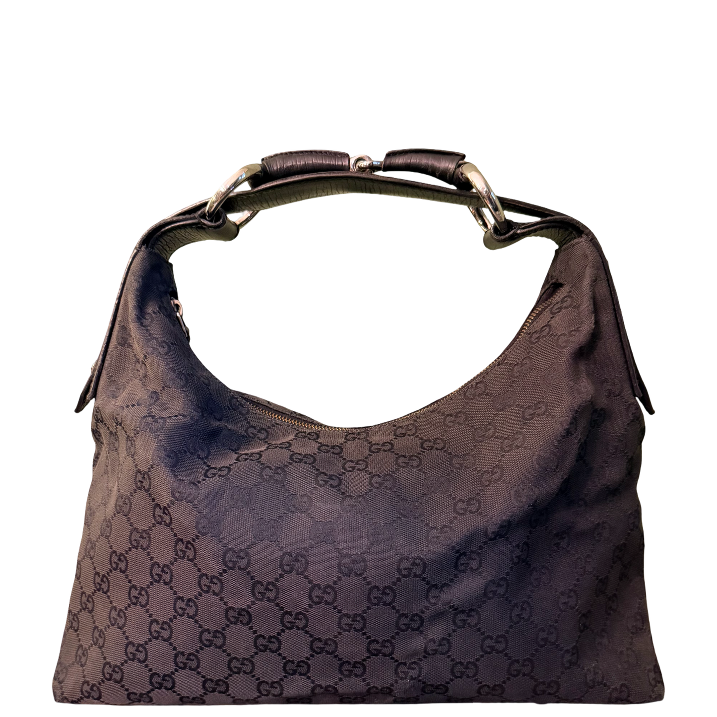 GUCCI BLACK MONOGRAM MEDIUM HORSEBIT HOBO BAG