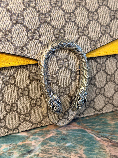 GUCCI YELLOW GG SUPREME MEDIUM DIONYSUS SHOULDER BAG