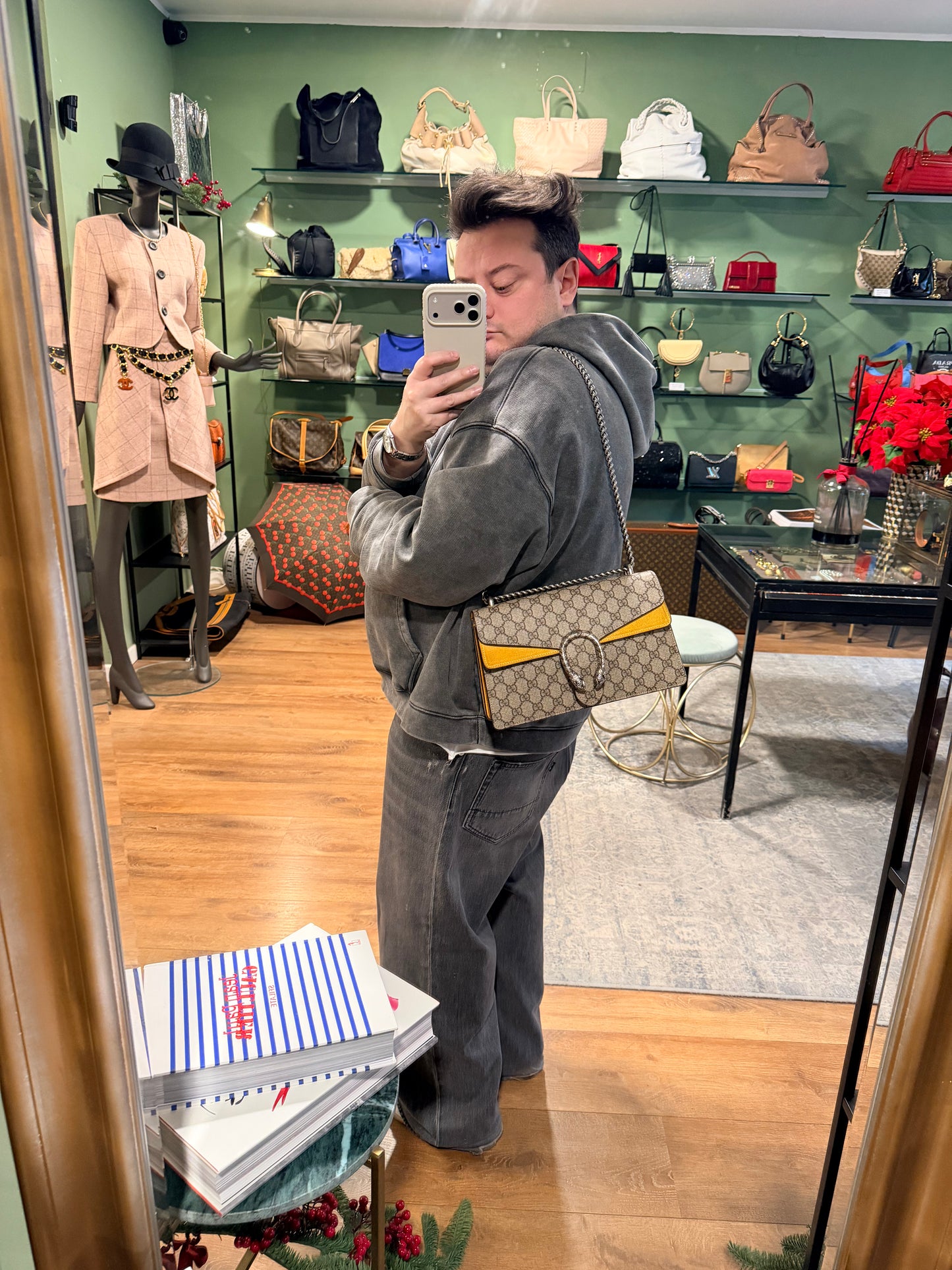GUCCI YELLOW GG SUPREME MEDIUM DIONYSUS SHOULDER BAG
