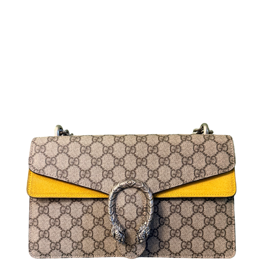 GUCCI YELLOW GG SUPREME MEDIUM DIONYSUS SHOULDER BAG