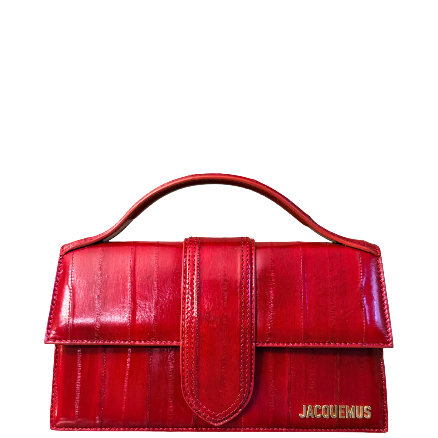 JAQUEMUS DARK RED EEL EMBOSSED LE GRAND BAMBINO CROSSBODY BAG