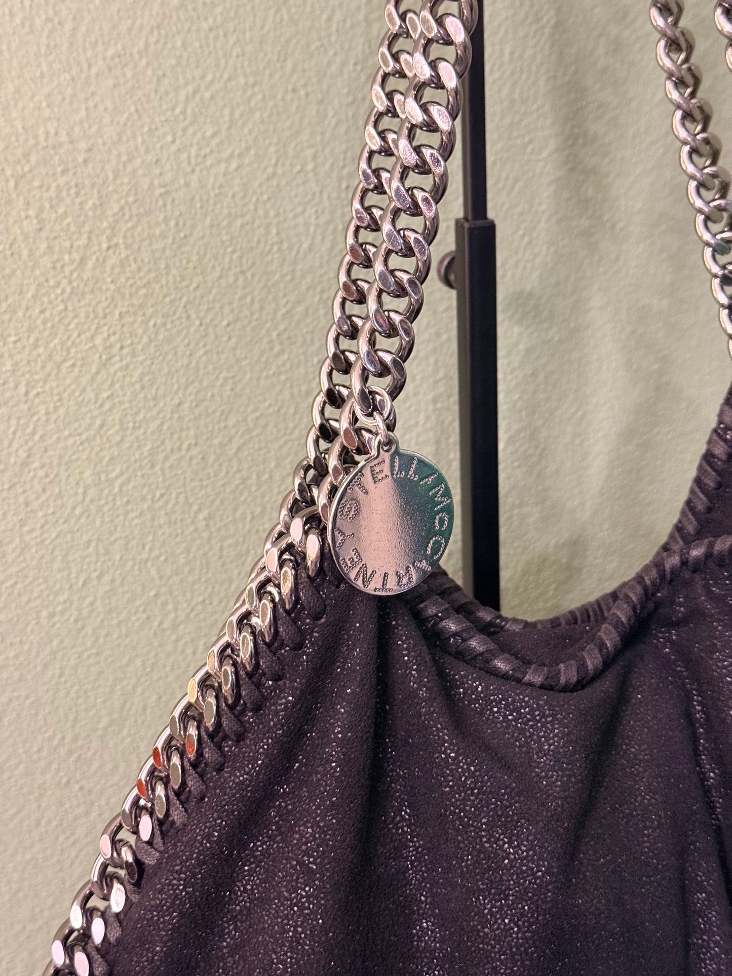 STELLA MCCARTNEY BLACK MEDIUM FALABELLA SHOULDER BAG