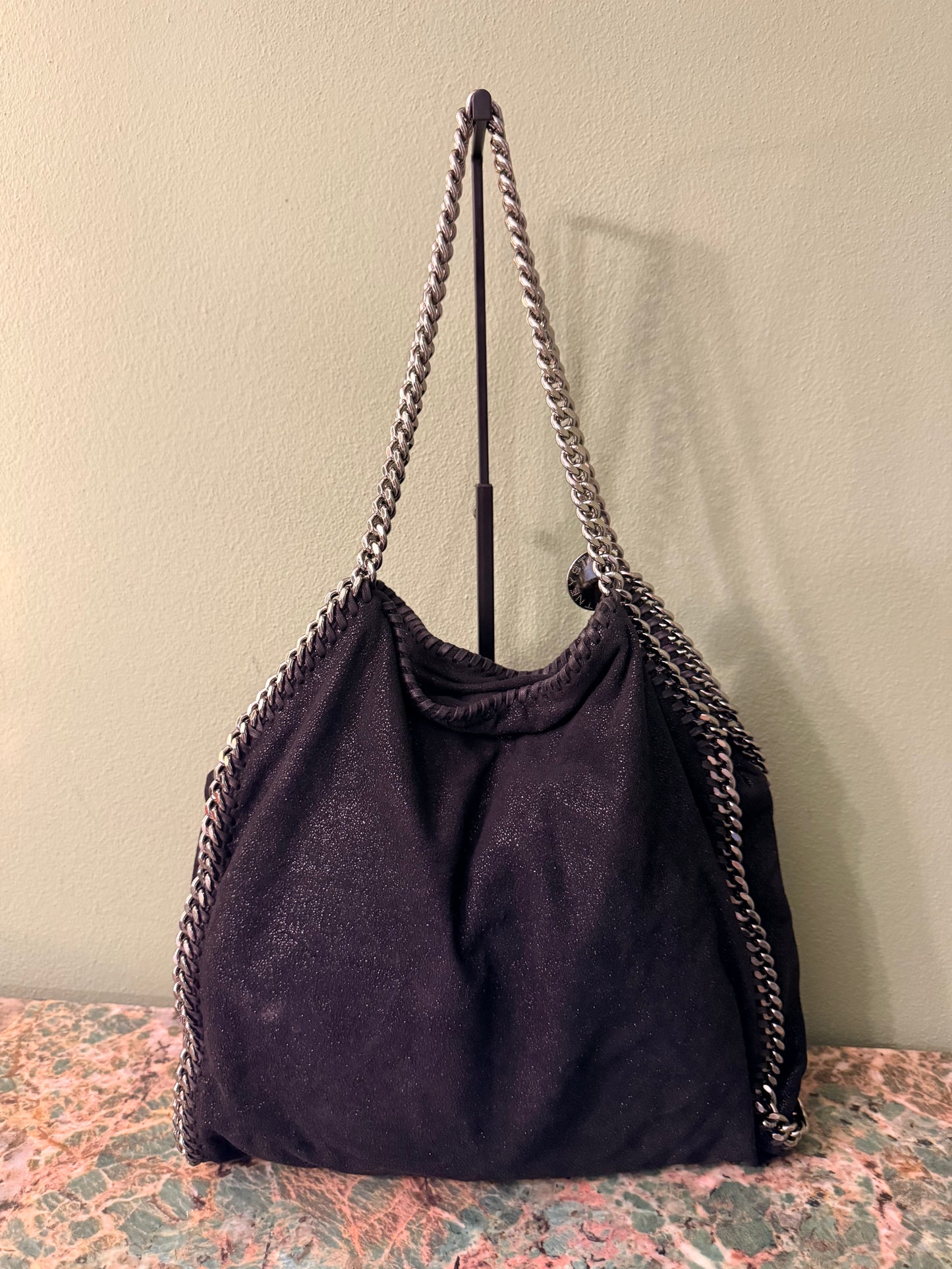 STELLA MCCARTNEY BLACK MEDIUM FALABELLA SHOULDER BAG