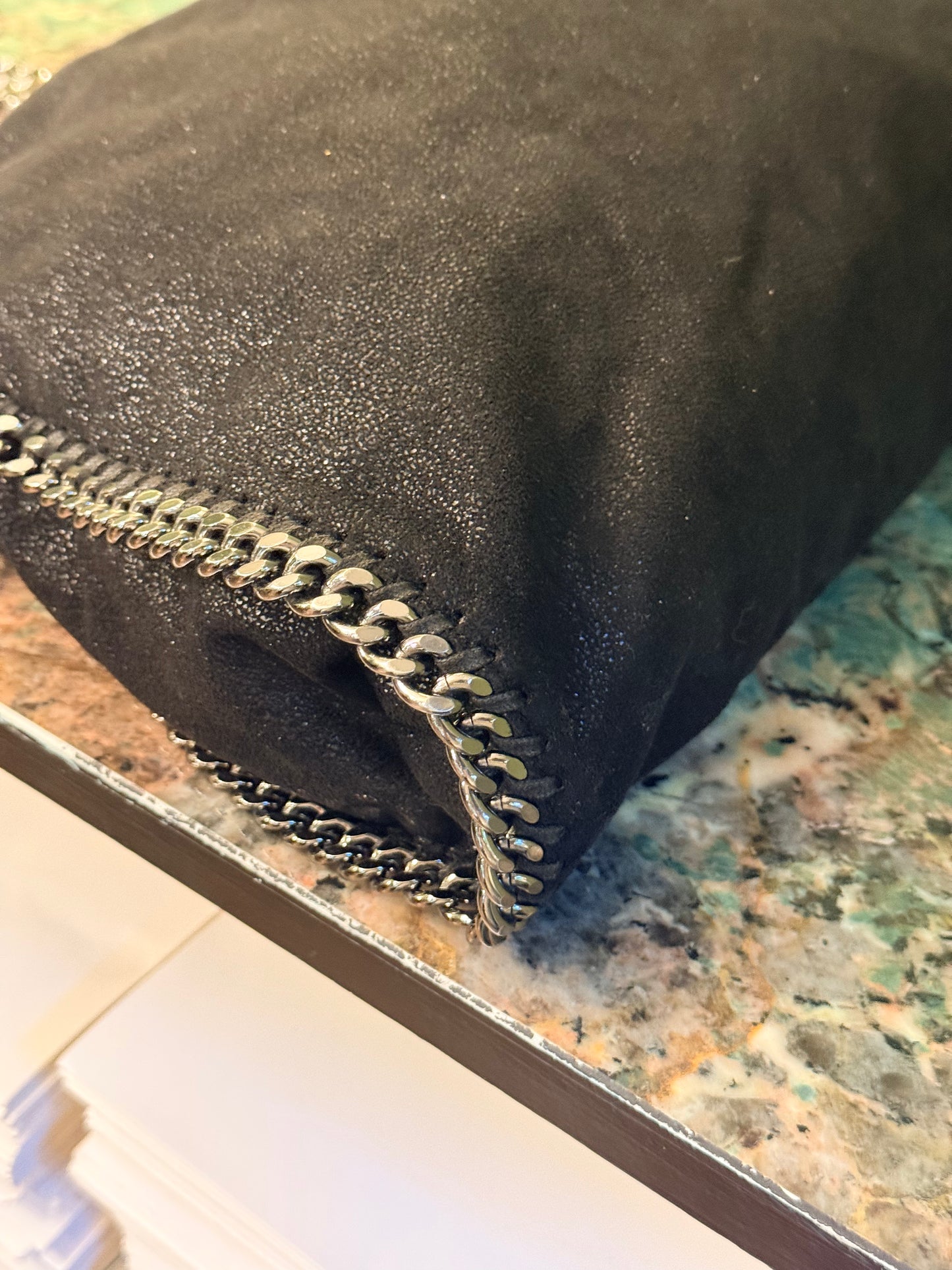 STELLA MCCARTNEY BLACK MEDIUM FALABELLA SHOULDER BAG