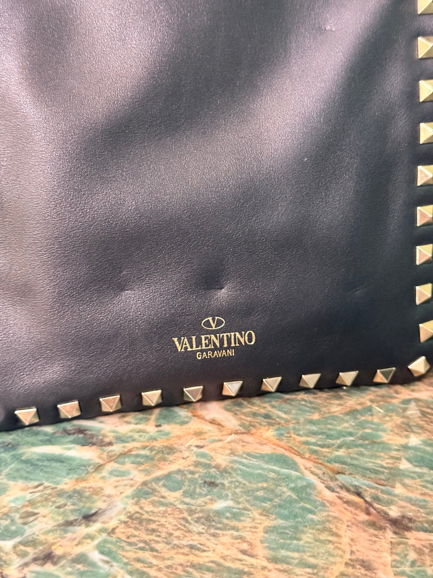 VALENTINO BLACK ROCKSTUD MINI SHOPPING TOTE