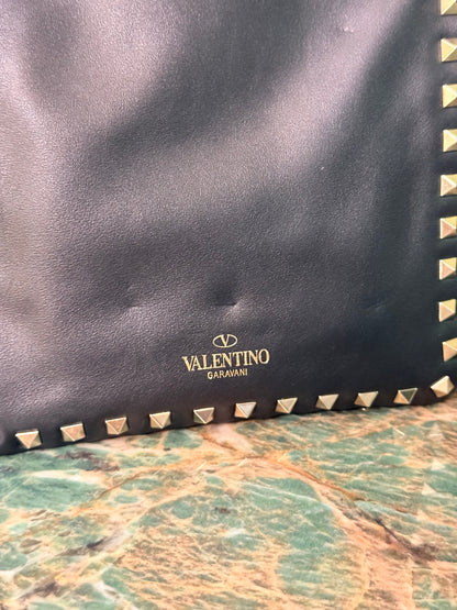 VALENTINO BLACK ROCKSTUD MINI SHOPPING TOTE