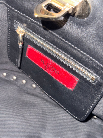 VALENTINO BLACK ROCKSTUD MINI SHOPPING TOTE