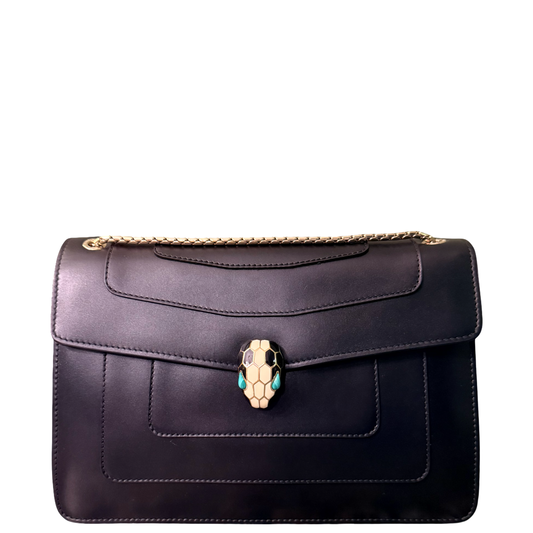 BULGARI BLACK MEDIUM SERPENTI SHOULDER BAG