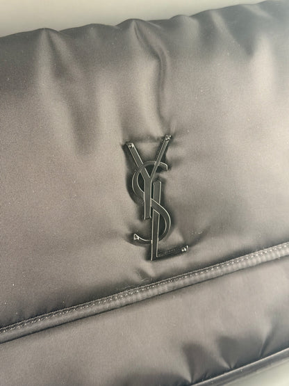 SAINT LAURENT BLACK NYLON NIKI MESSANGER CROSSBODY BAG