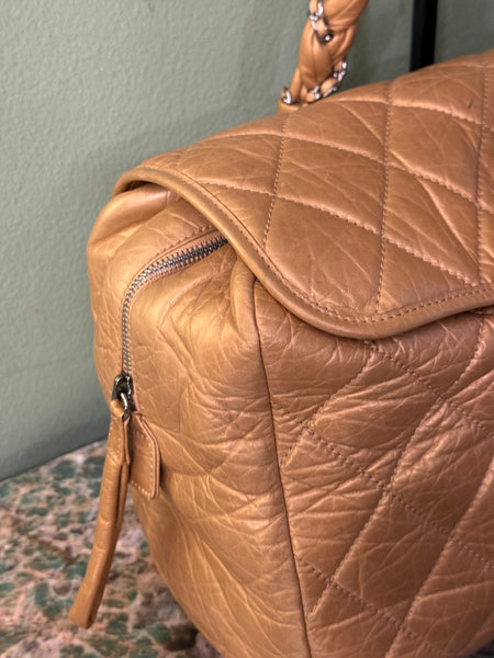 CHANEL GOLD QUILTED LARGE BOSTON BAG