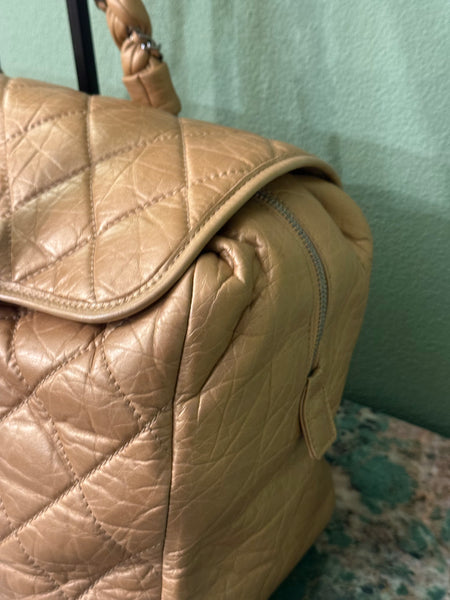 CHANEL GOLD QUILTED LARGE BOSTON BAG