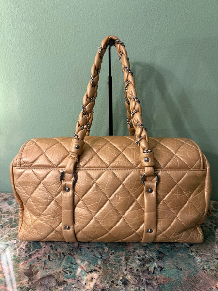 CHANEL GOLD QUILTED LARGE BOSTON BAG