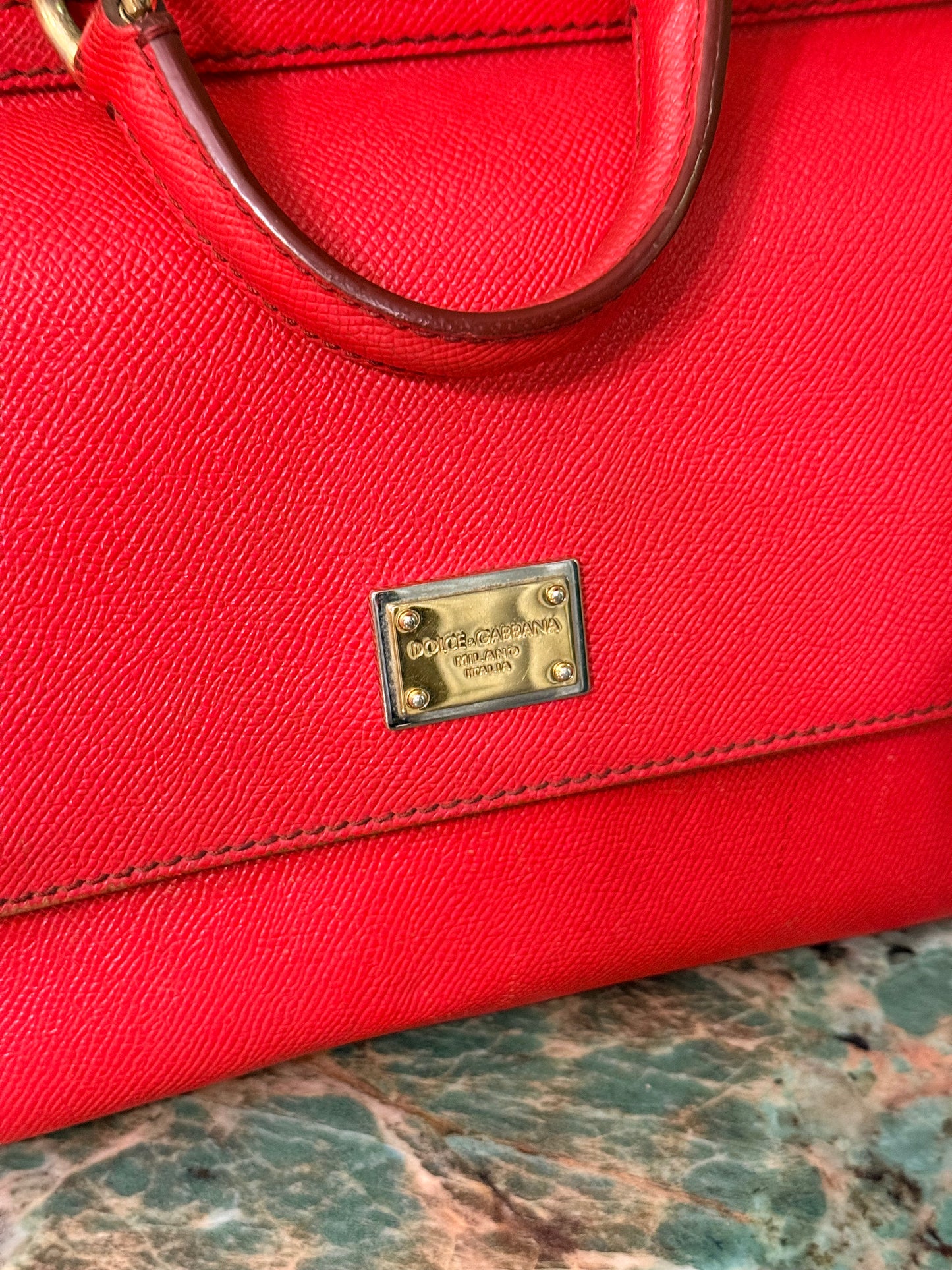 DOLCE & GABBANA RED MEDIUM MISS SICILY HANDBAG