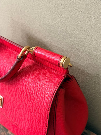 DOLCE & GABBANA RED MEDIUM MISS SICILY HANDBAG