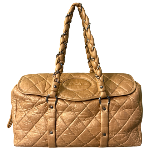 CHANEL GOLD QUILTED LARGE BOSTON BAG