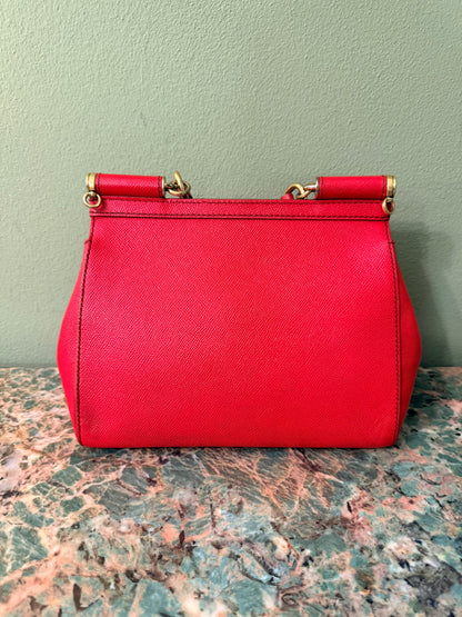 DOLCE & GABBANA RED MEDIUM MISS SICILY HANDBAG
