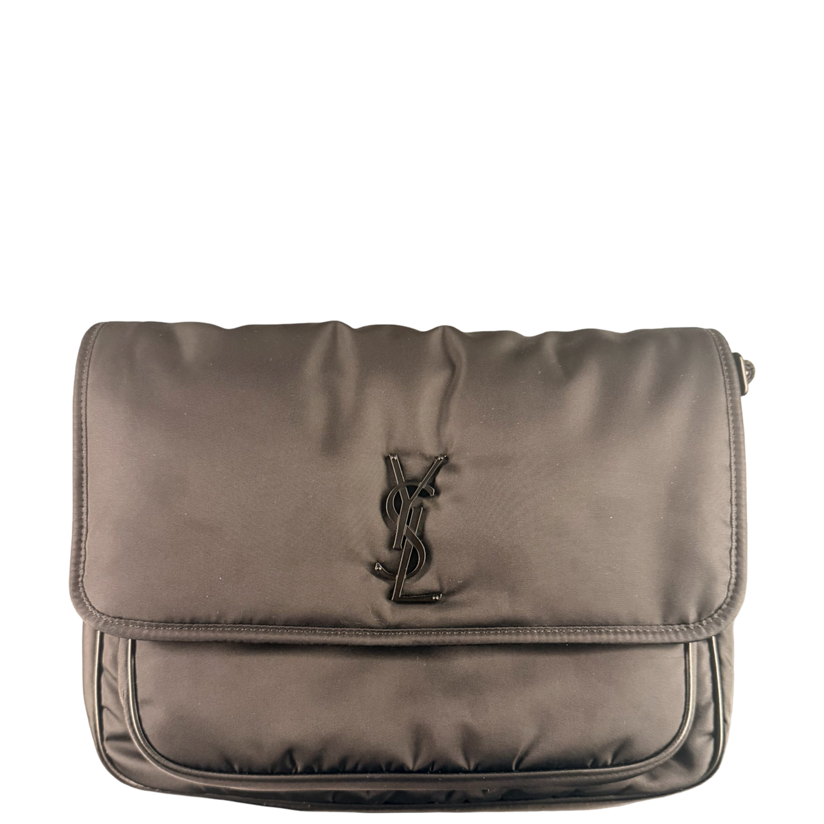 SAINT LAURENT BLACK NYLON NIKI MESSANGER CROSSBODY BAG