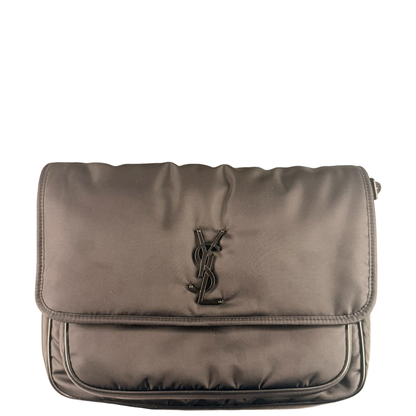 SAINT LAURENT BLACK NYLON NIKI MESSANGER CROSSBODY BAG