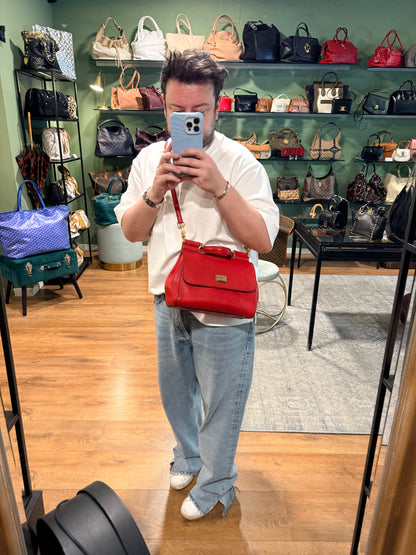 DOLCE & GABBANA RED MEDIUM MISS SICILY HANDBAG