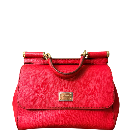 DOLCE & GABBANA RED MEDIUM MISS SICILY HANDBAG