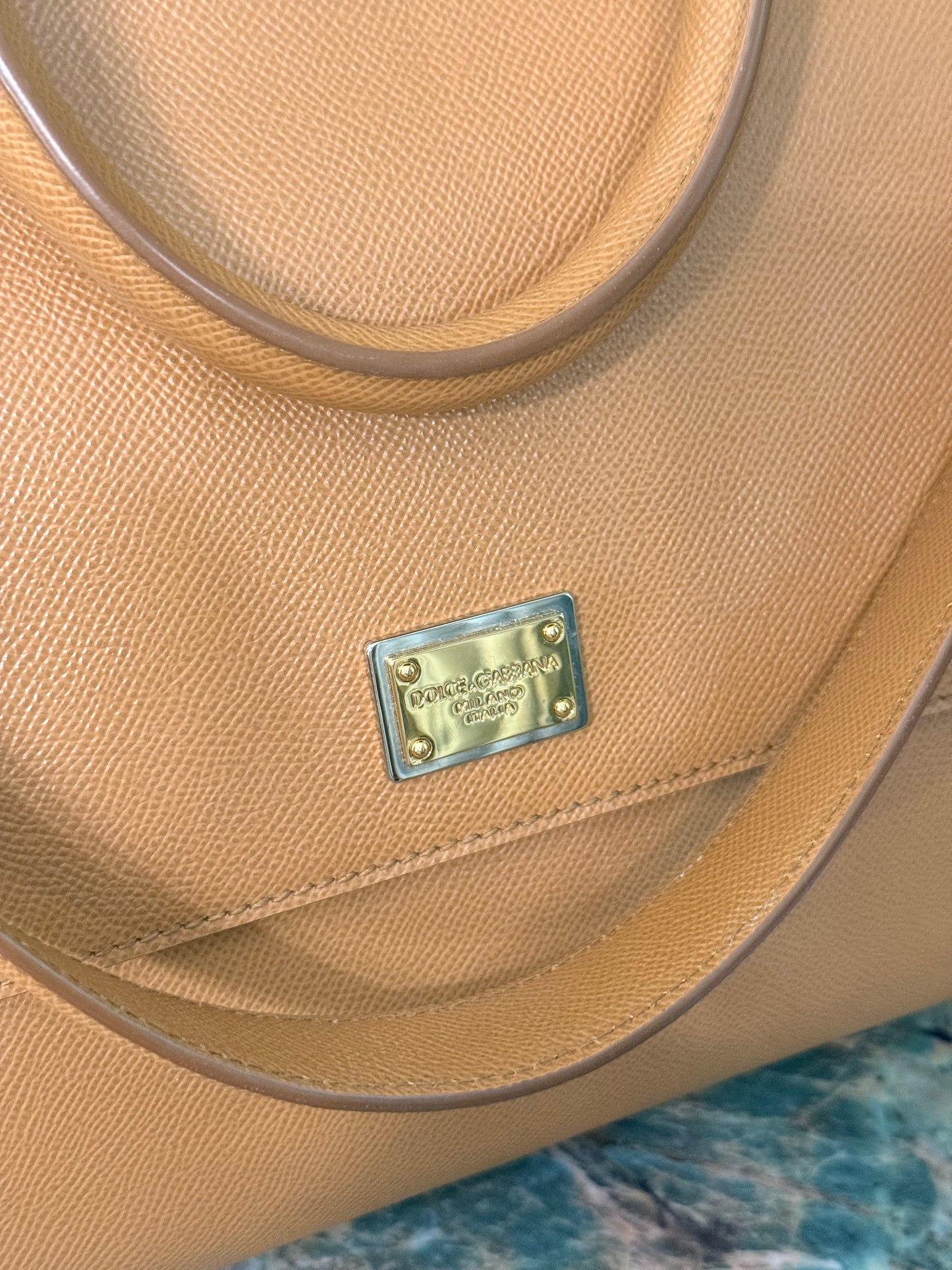 DOLCE & GABBANA TAN LARGE MISS SICILY HANDBAG