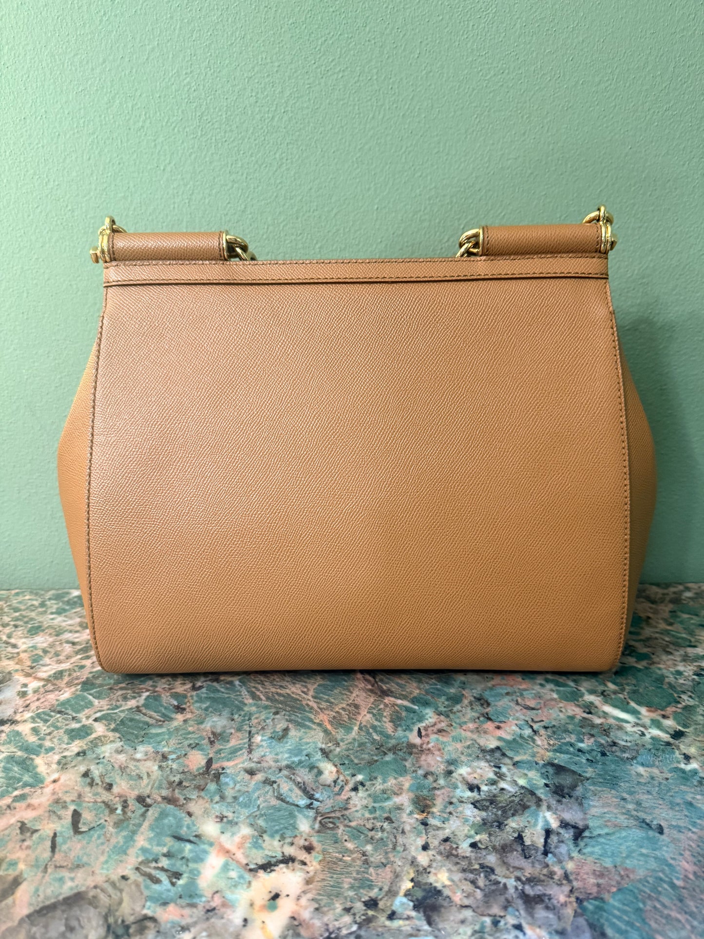 DOLCE & GABBANA TAN LARGE MISS SICILY HANDBAG