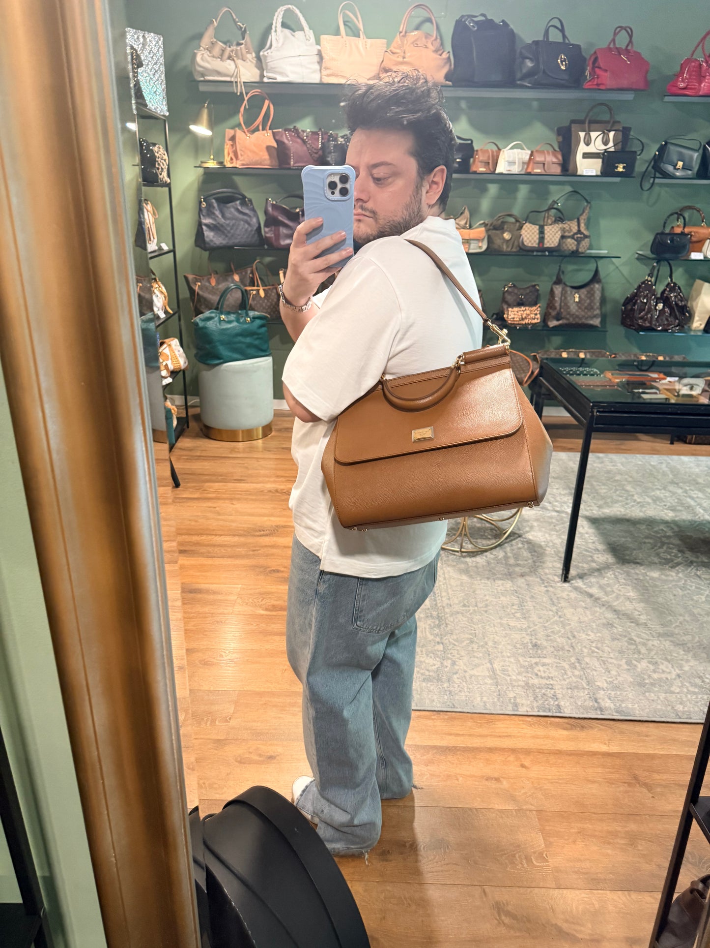 DOLCE & GABBANA TAN LARGE MISS SICILY HANDBAG