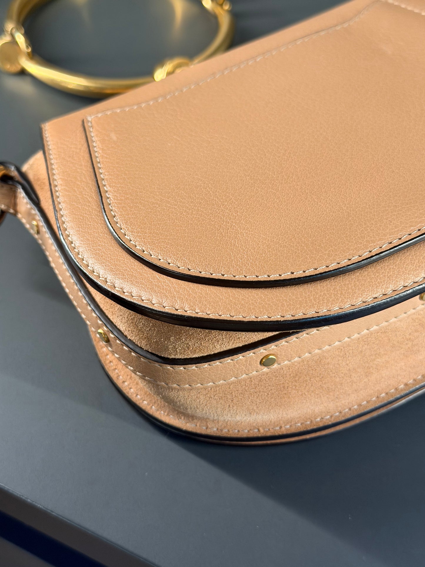 CHLOE SMALL BEIGE NILE BRACELET CROSSBODY BAG