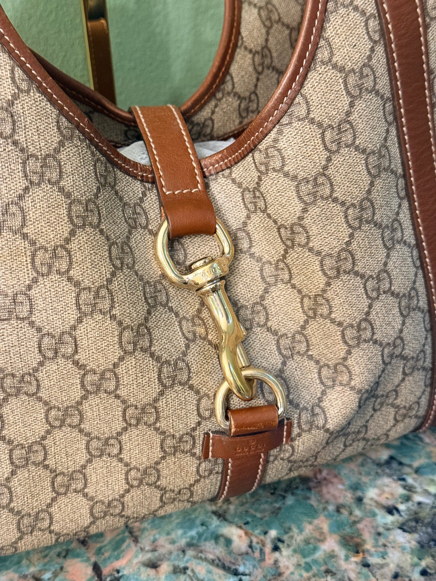 GUCCI BROWN GG SUPREME BARDOT HANDBAG