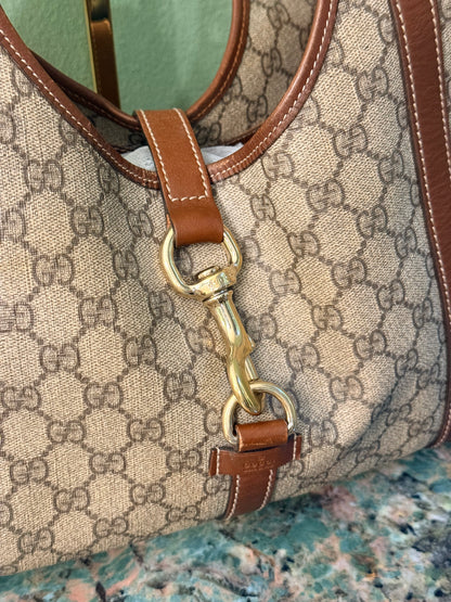 GUCCI BROWN GG SUPREME BARDOT HANDBAG