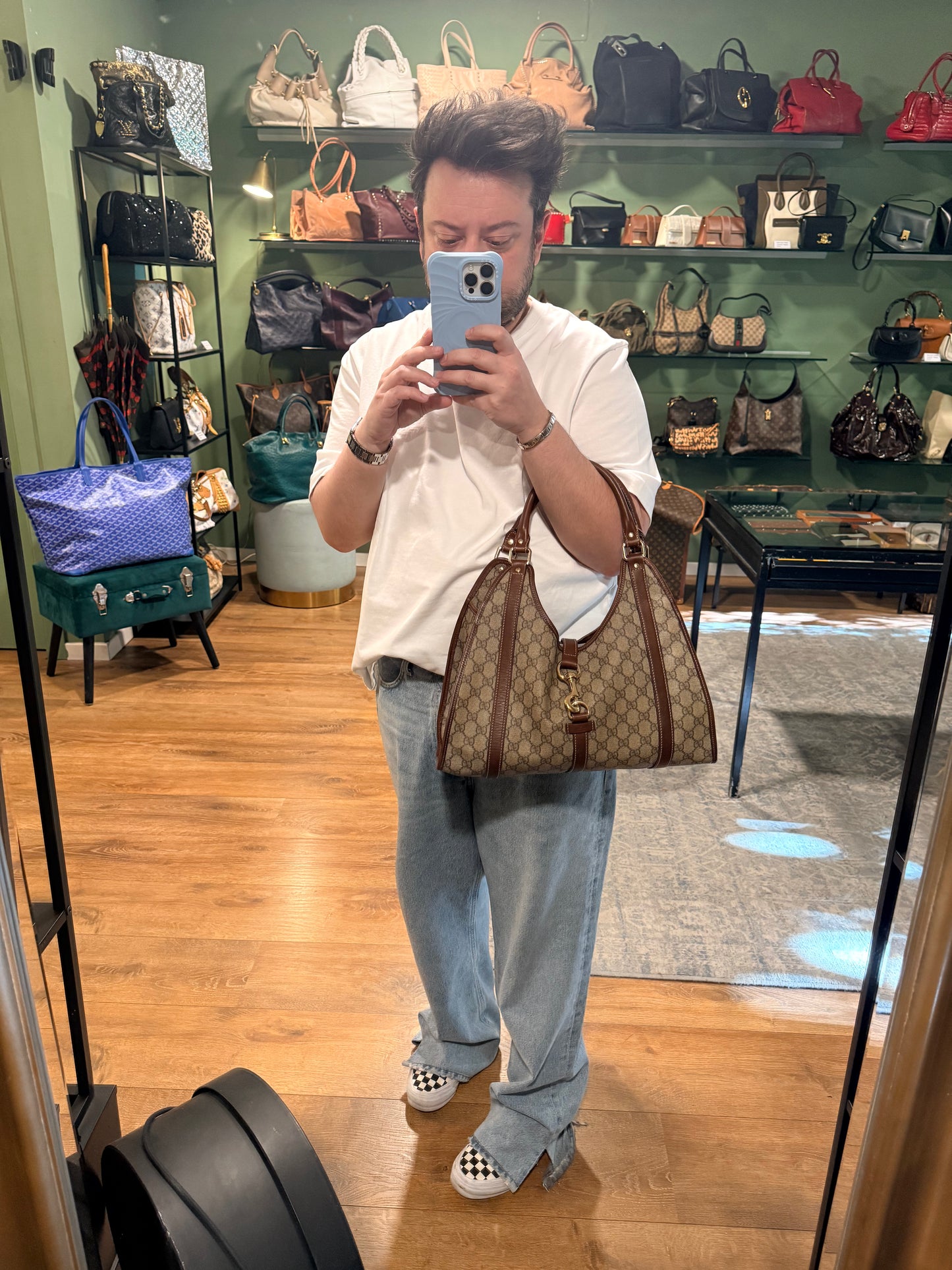 GUCCI BROWN GG SUPREME BARDOT HANDBAG
