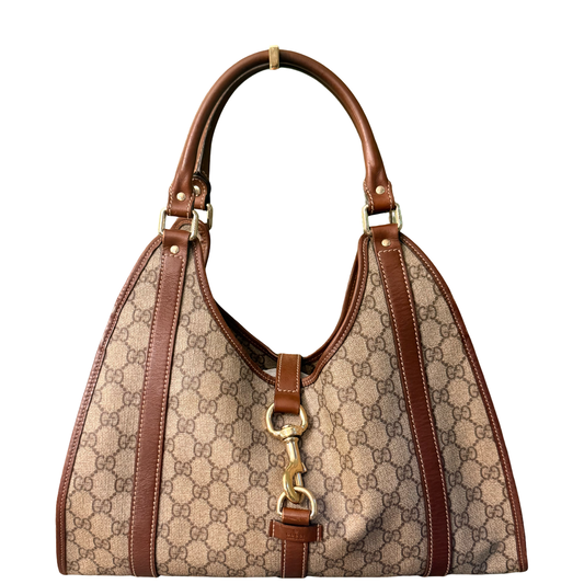 GUCCI BROWN GG SUPREME BARDOT HANDBAG