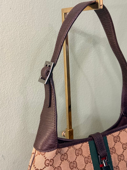 GUCCI BROWN MONOGRAM SMALL JACKIE SHOULDER BAG