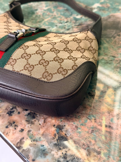 GUCCI BROWN MONOGRAM SMALL JACKIE SHOULDER BAG