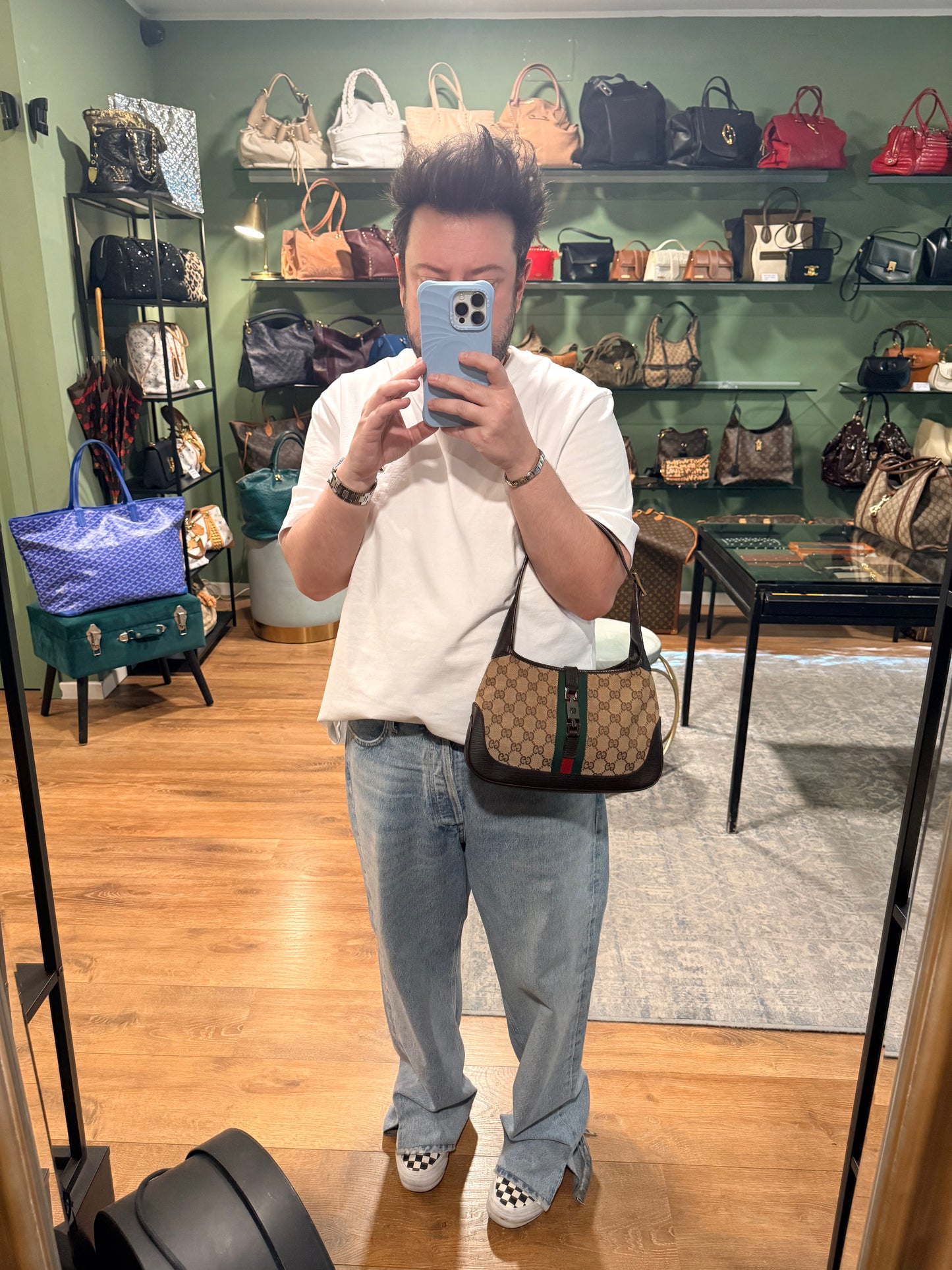 GUCCI BROWN MONOGRAM SMALL JACKIE SHOULDER BAG